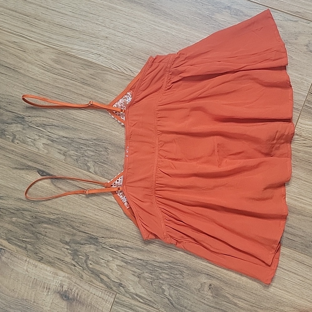 Savage X Fenty Dolled Up Sleep Cami Spiced Orange with Lace Cheeky - Picture 9 of 15
